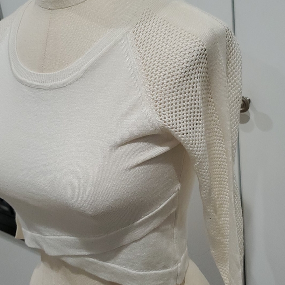 Say What? Tops - Say What? Off-White Knitted Cropped Top